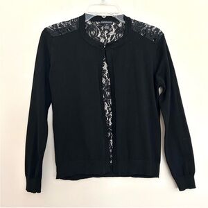 Esperanza Elegant Black Women's Cardigan with Lace Detail
